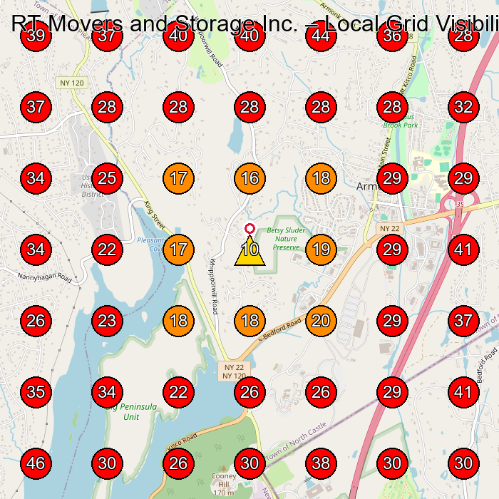 RT Movers and Storage Inc. GeoGrid visibility map for Moving Company in None